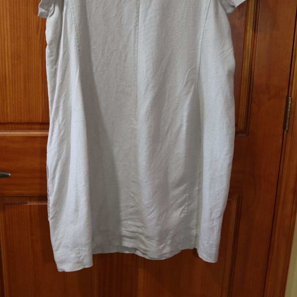 Eileen Fisher Tan Linen Shift Dress 100% Organic Linen Dress LG *stain - Picture 5 of 9